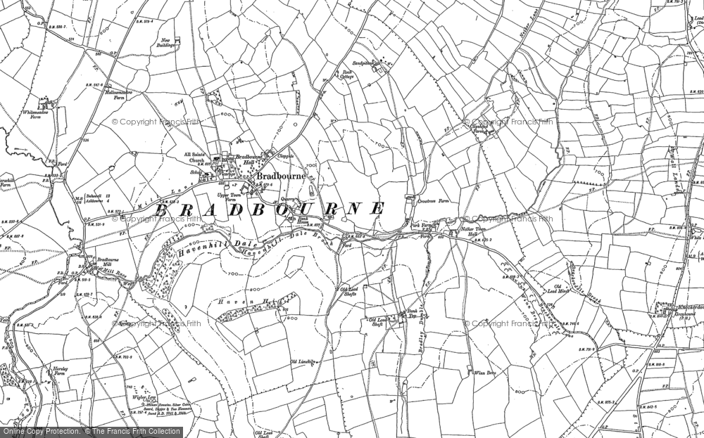 Old Map of Bradbourne, 1879 in 1879