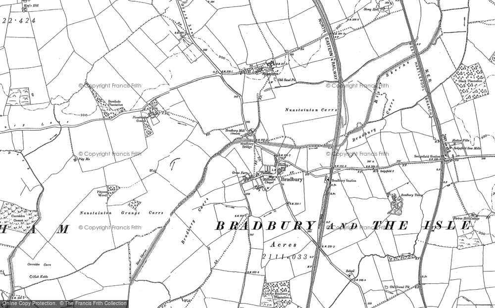 Old Map of Bradbury, 1896 in 1896