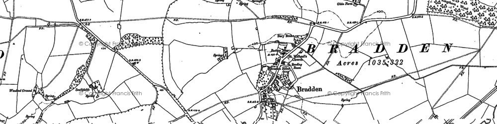 Old map of Bradden in 1883
