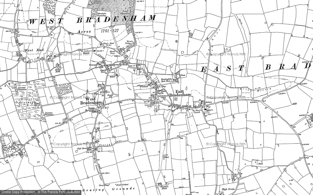 Old Map of Historic Map covering Bradenham Hill in 1882