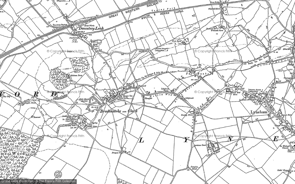 Old Map of Historic Map covering Bradenstoke Abbey in 1899