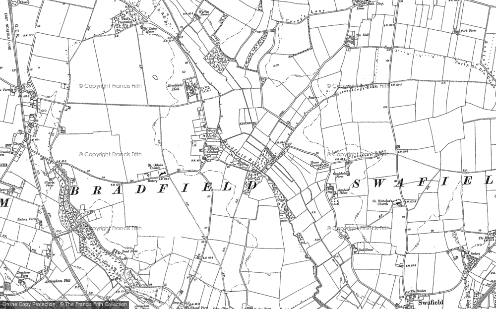 Old Map of Historic Map covering Antingham Hill in 1884