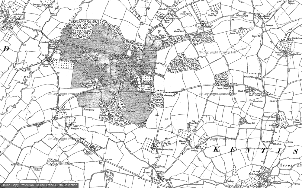 Old Map of Historic Map covering Bradfield House in 1887
