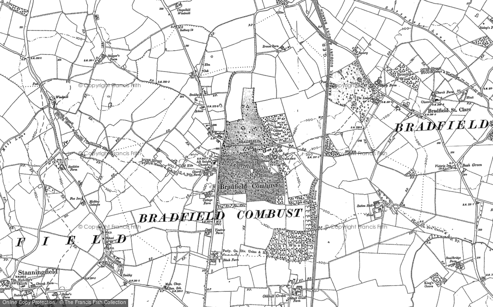 Old Map of Historic Map covering Bradfield Park in 1884