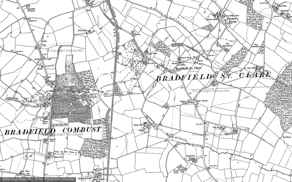 Old Map of Bradfield St Clare, 1884 in 1884