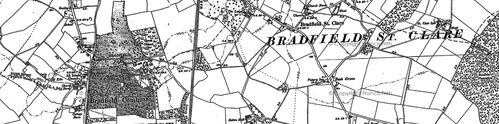 Old map of Bradfield St Clare in 1884