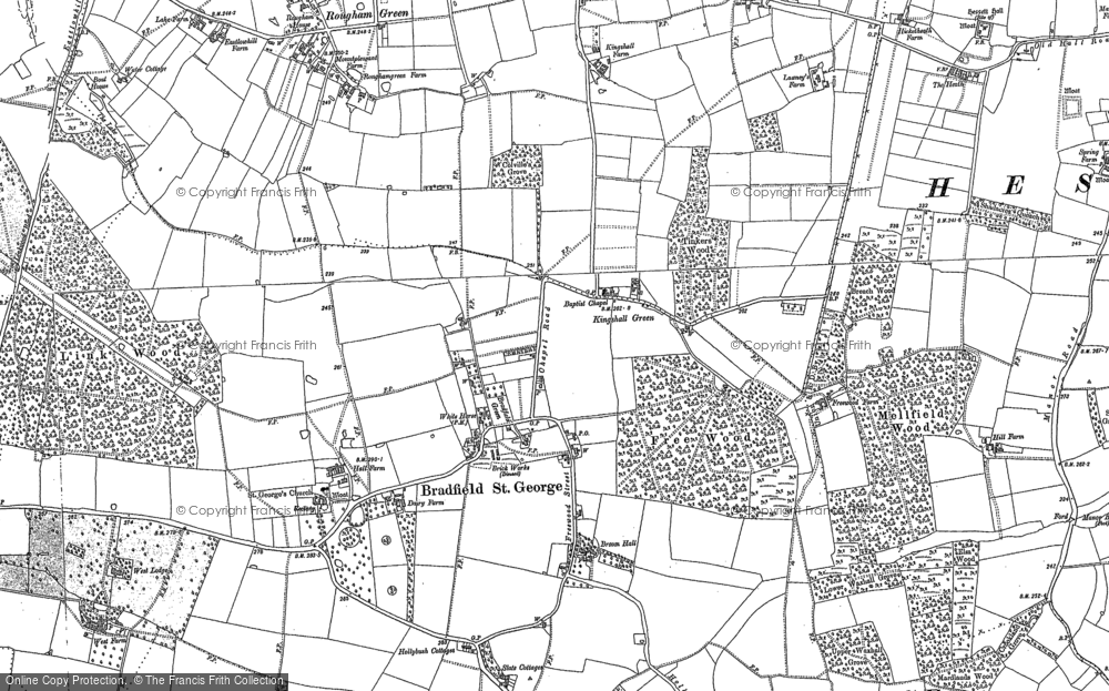 Old Map of Historic Map covering Hollybush Corner in 1884
