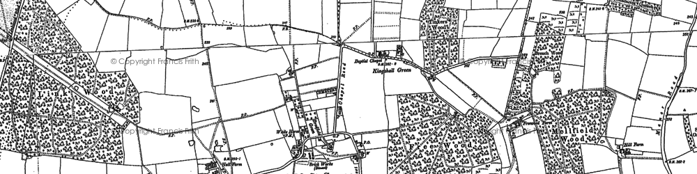 Old map of Kingshall Green in 1884