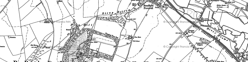 Old map of Bradford Peverell in 1886