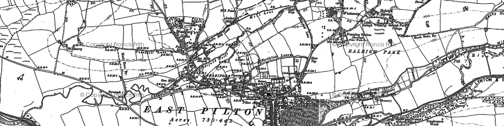 Old map of Pilton in 1885