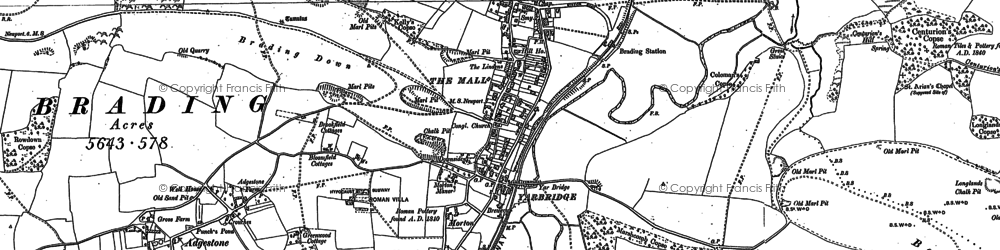 Old map of Brading in 1907