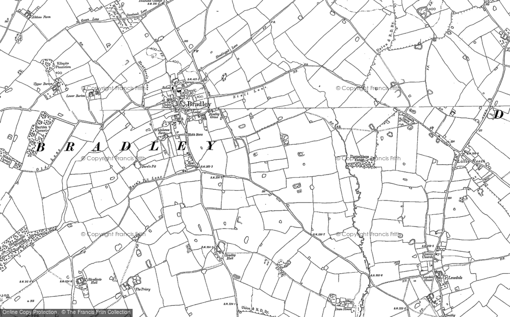 Old Map of Bradley, 1880 - 1882 in 1880