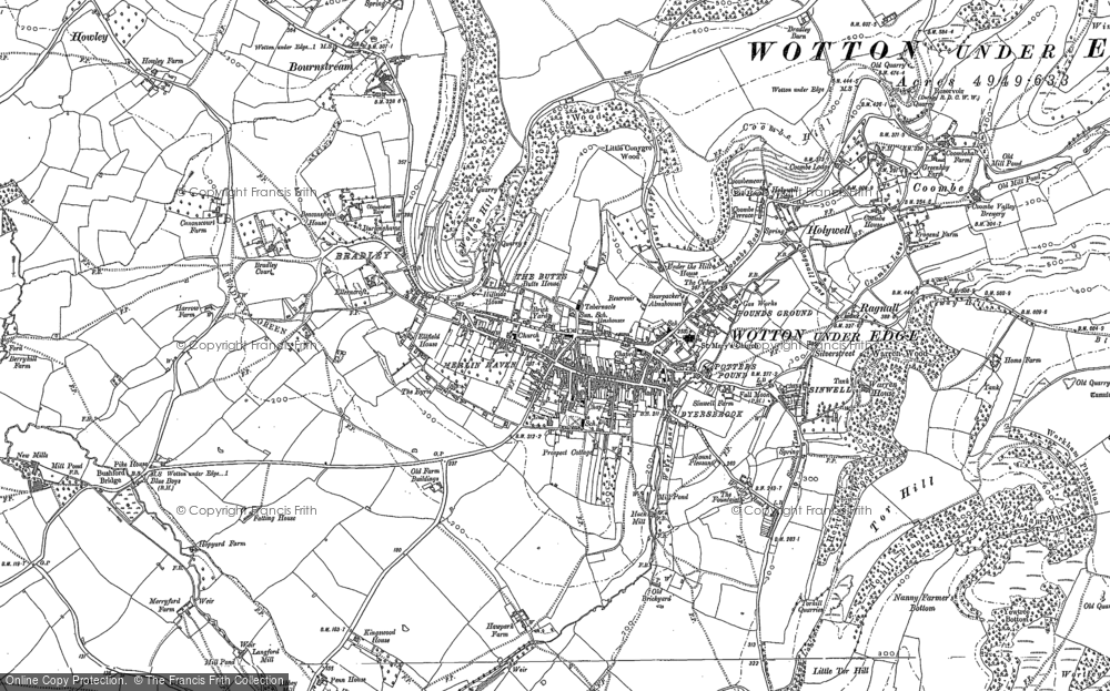 Old Map of Historic Map covering Wotton Hill in 1881