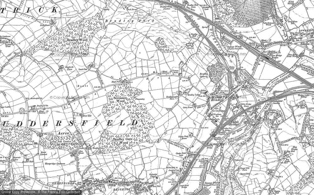 Old Map of Historic Map covering Colne Bridge in 1888