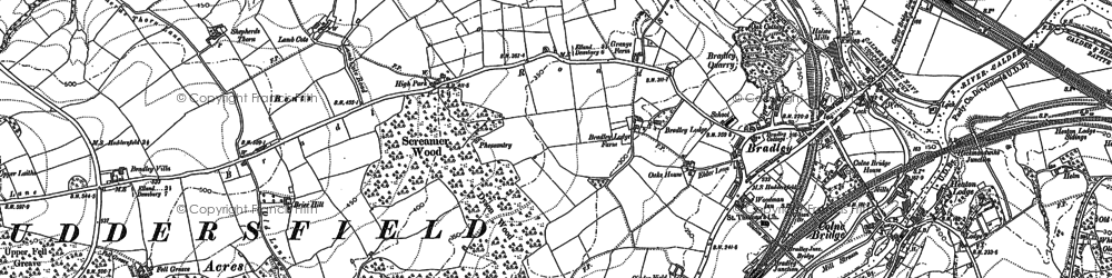 Old map of Colne Bridge in 1888