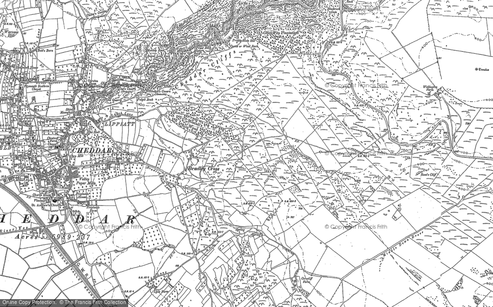 Old Map of Bradley Cross, 1884 in 1884