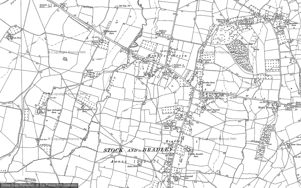 Old Map of Bradley Green, 1883 - 1903 in 1883