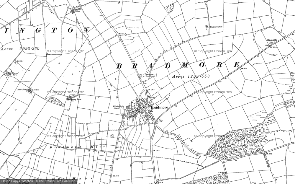Old Map of Historic Map covering Bunny Moor in 1883