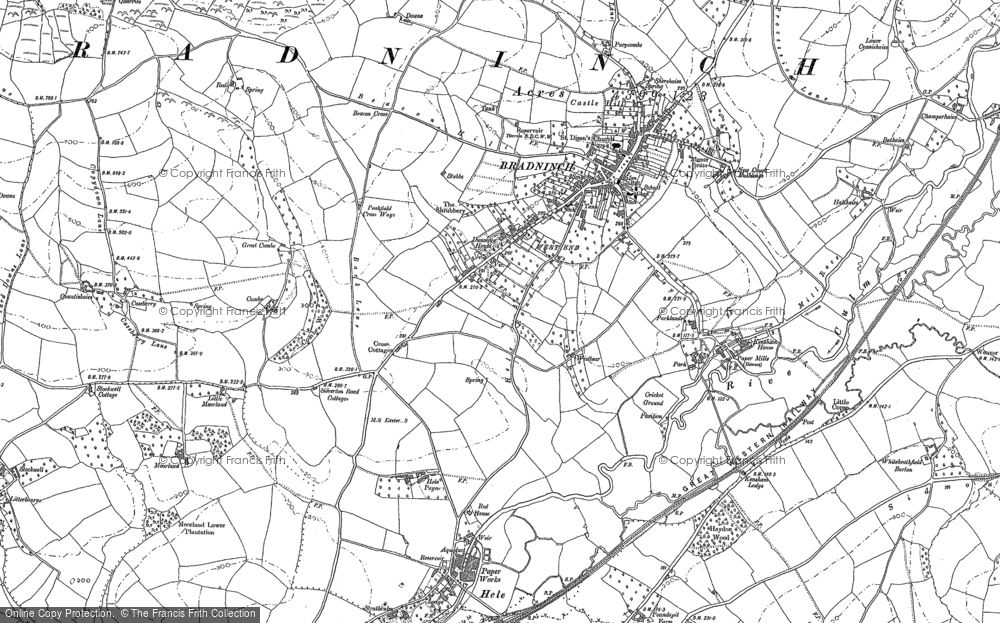 Old Map of Bradninch, 1887 in 1887