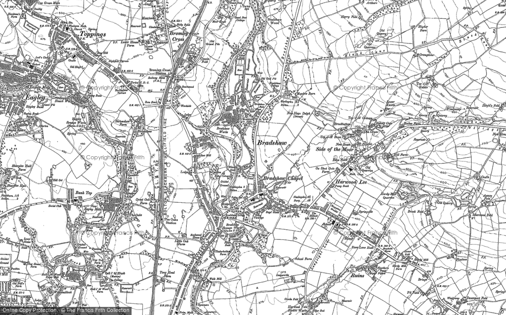 Old Map of Historic Map covering Firwood Fold in 1890