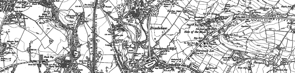 Old map of Harwood Lee in 1890