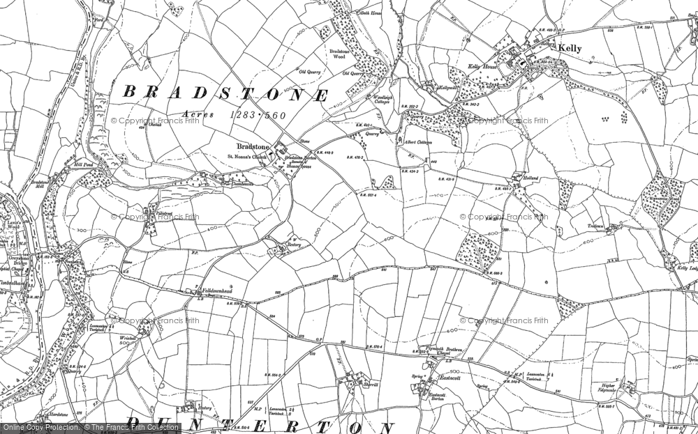 Old Map of Bradstone, 1882 - 1905 in 1882