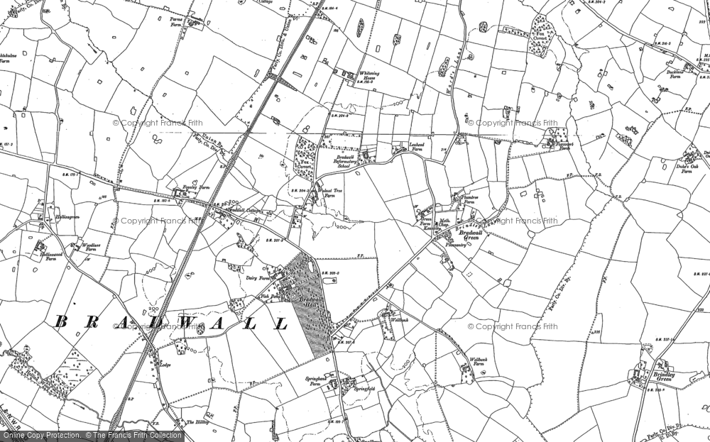 Old Map of Historic Map covering Bradwall Manor in 1897