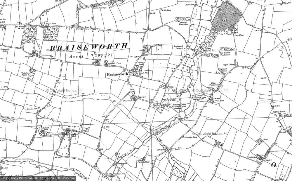 Old Map of Braiseworth, 1884 - 1885 in 1884