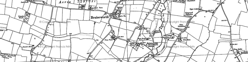 Old map of Braiseworth in 1884