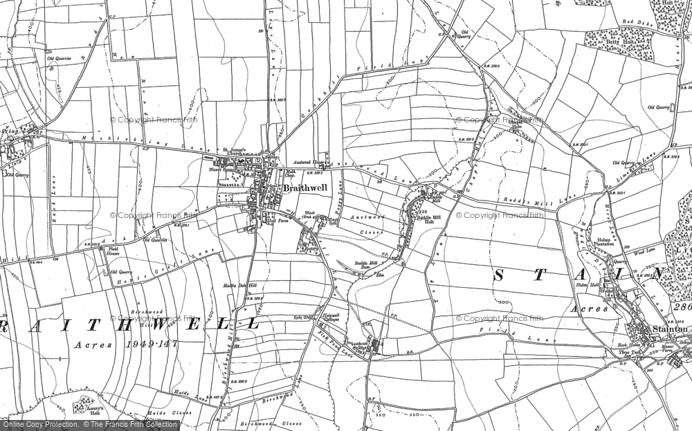Old Map of Braithwell, 1891 - 1901 in 1891