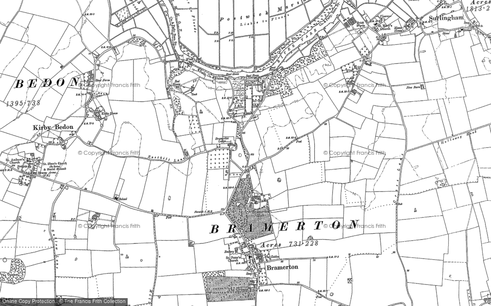 Old Map of Bramerton, 1881 in 1881