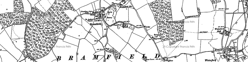 Old map of Bramfield Woods in 1897