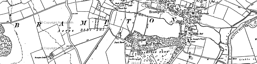 Old map of Brampton Park in 1885