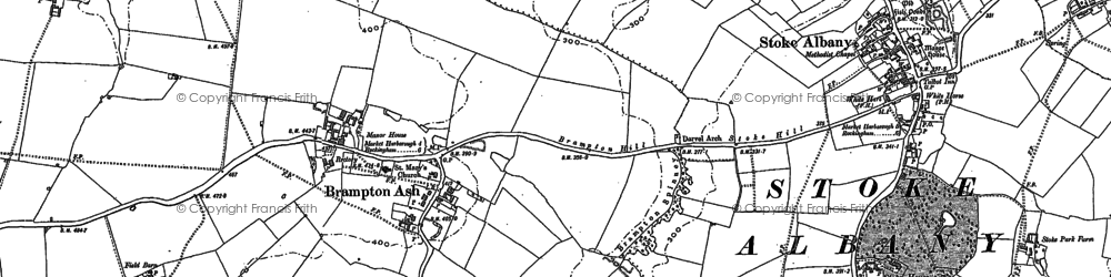 Old map of Brampton Ash in 1899