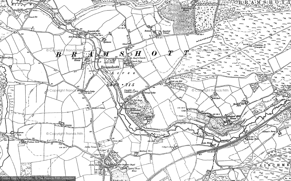 Old Map of Historic Map covering Cold Ash Hill in 1909
