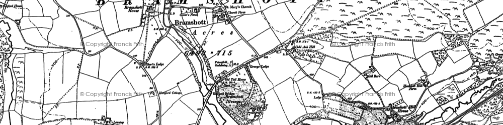 Old map of Cold Ash Hill in 1909