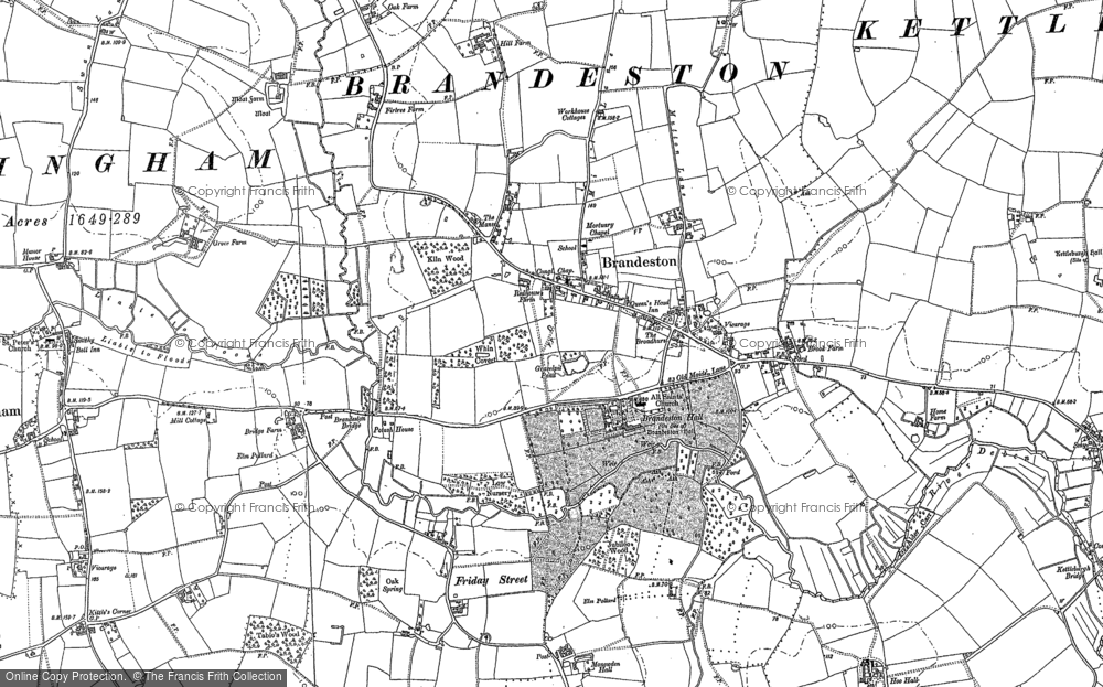 Old Map of Brandeston, 1883 in 1883