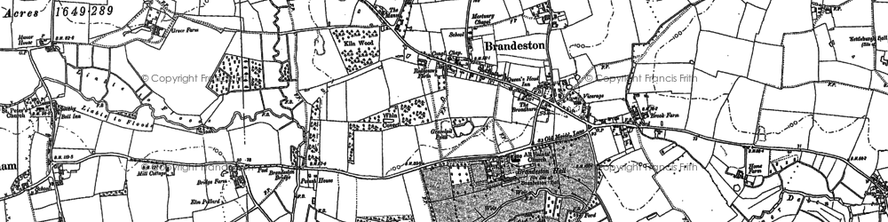Old map of Brandeston in 1883