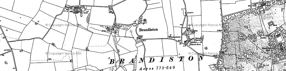 Old map of Brandiston in 1885