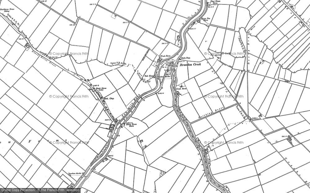 Old Map of Historic Map covering Willow Row Drain in 1886