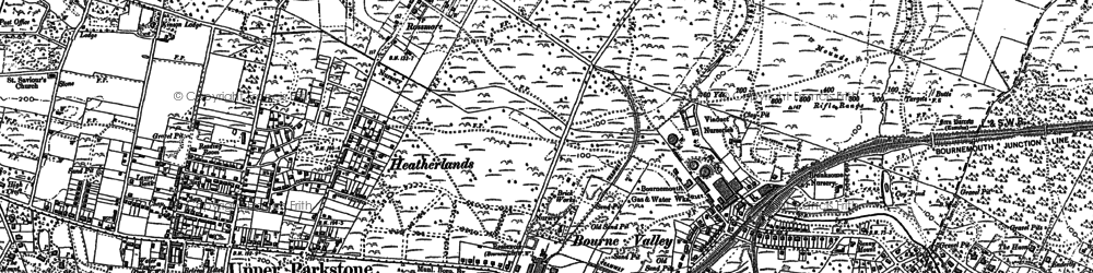 Old map of Bourne Valley in 1889