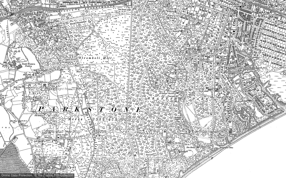 Old Map of Historic Map covering Branksome Chine in 1889