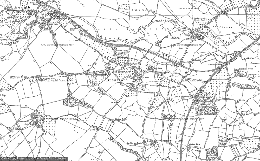 Old Map of Bransford, 1884 in 1884