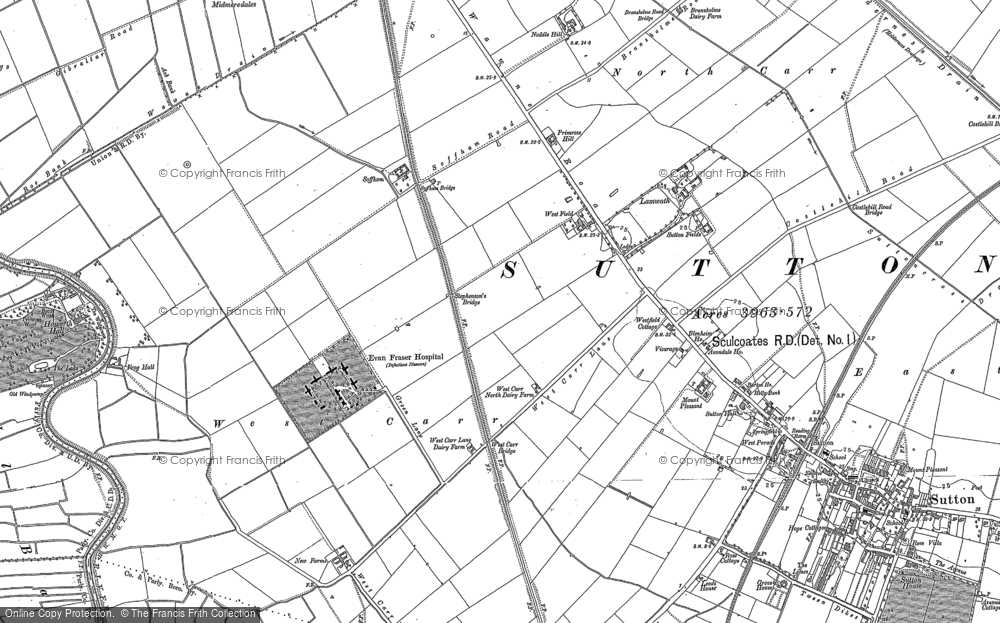 Old Map of Bransholme, 1888 - 1889 in 1888