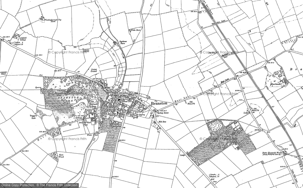 Old Map of Branston, 1886 - 1887 in 1886