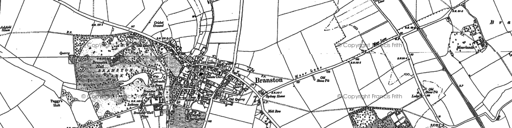 Old map of Branston in 1886