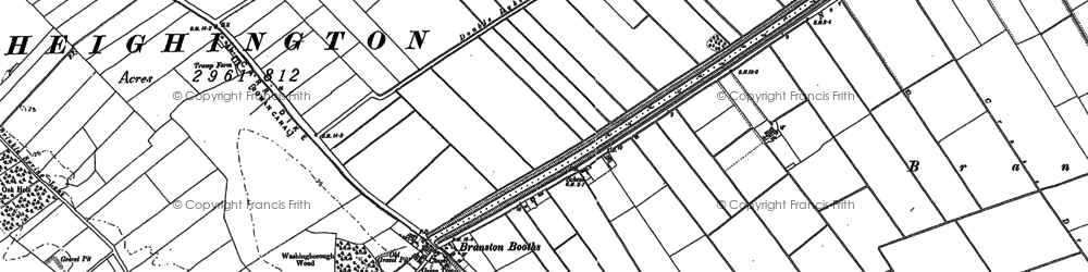 Old map of Branston Booths in 1886