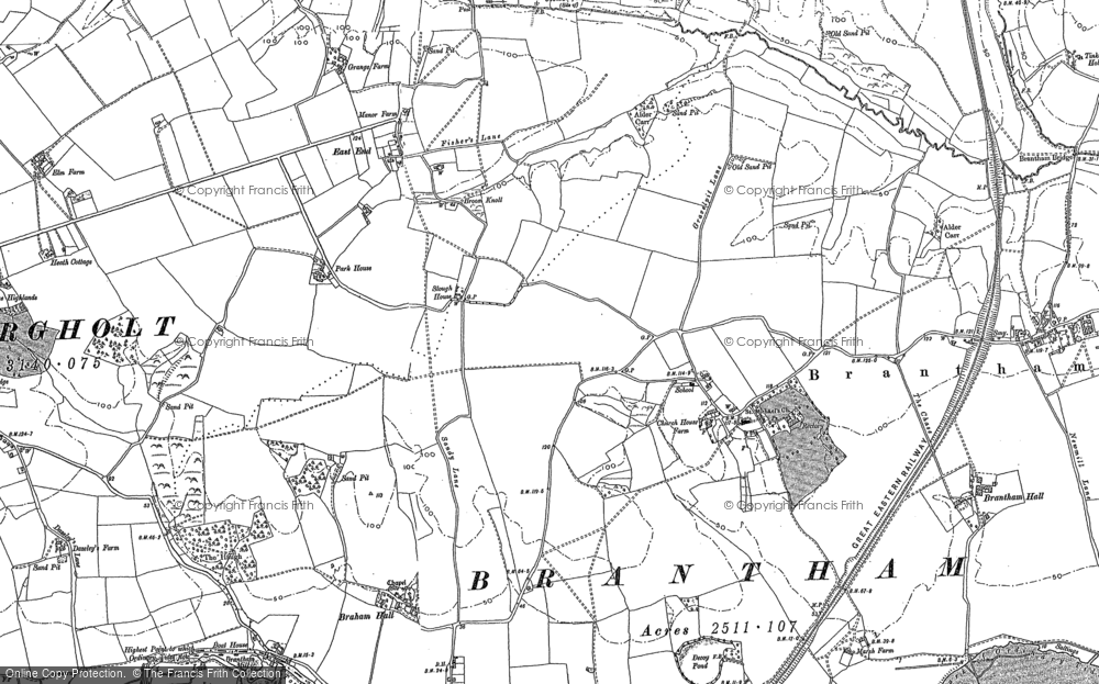 Old Map of Brantham, 1896 - 1902 in 1896