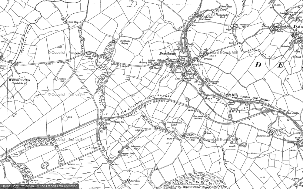 Old Map of Historic Map covering Branthwaite Edge in 1898