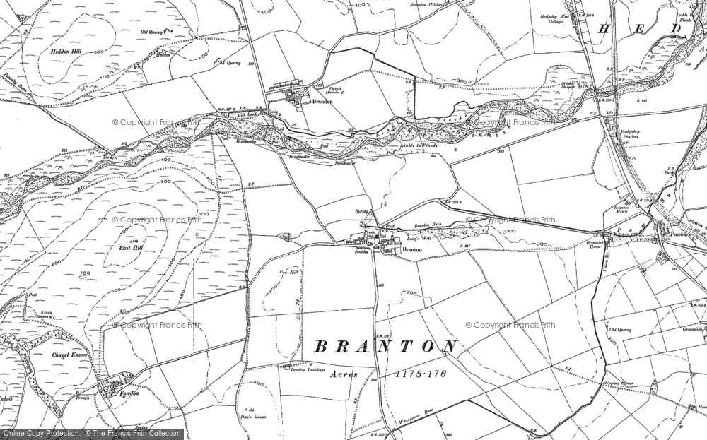 Old Map of Historic Map covering Fawdon in 1896